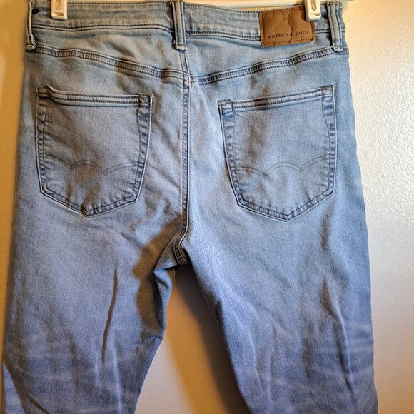 American Eagle AirFlex+ Distressed Light Wash Denim Jeans - Picture 2 of 9